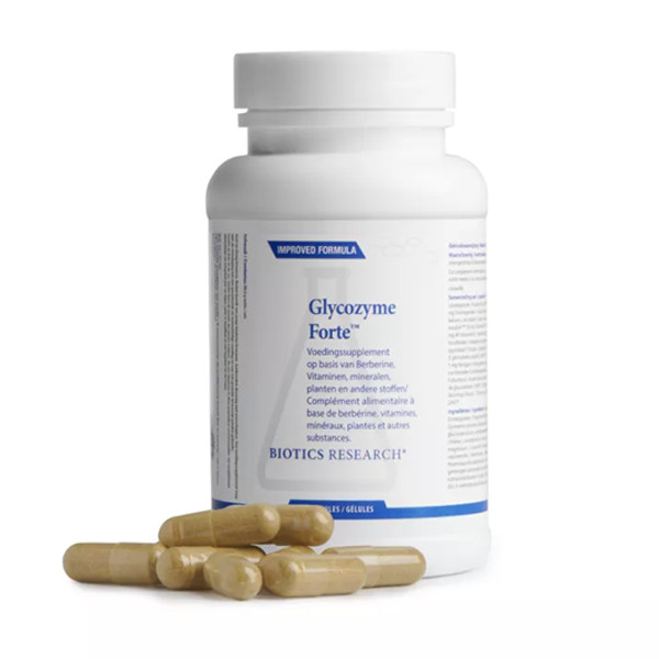 Biotics Glycozyme Forte 90 capsules – synergetische formule met berberine, Gymnema sylvestre, Ceylon kaneel, chroom en zink van Biotics Research