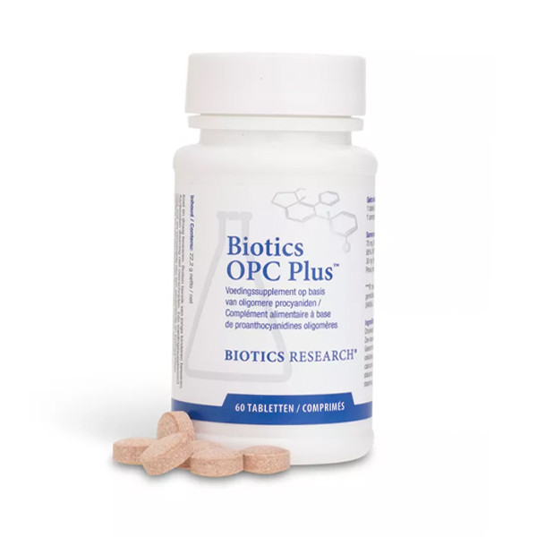 Biotics OPC Plus 60 tabletten – druivenpitextract 95% OPC en Pycnogenol zee-denextract antioxidantenformule van Biotics Research