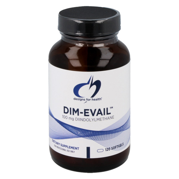 DIM-Evail 100 mg 120 softgels van Designs for Health – diindolylmethaan met Evail emulsietechnologie en MCT-oliën