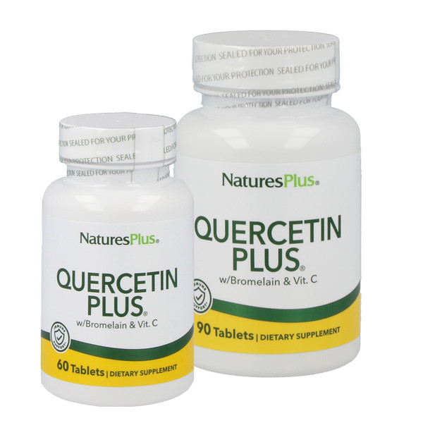 NaturesPlus Quercetin Plus 60 tabletten – quercetine 125 mg bromelaïne 50 mg ananas vitamine C 150 mg bioflavonoïden vegetarisch glutenvrij hypoallergeen