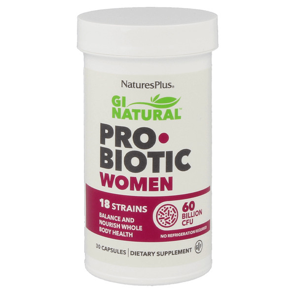 NaturesPlus GI Natural ProBiotic Women 30 capsules – 60 miljard bacteriën per capsule met cranberry en prebiotische vezels voor vrouwen