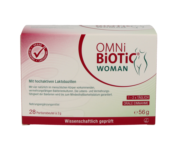 Omni Biotic Woman Flora Plus 28 zakjes - probiotisch voedingssupplement vrouwen Lactobacillus jensenii crispatus gasseri rhamnosus FOS prebiotisch vegan glutenvrij