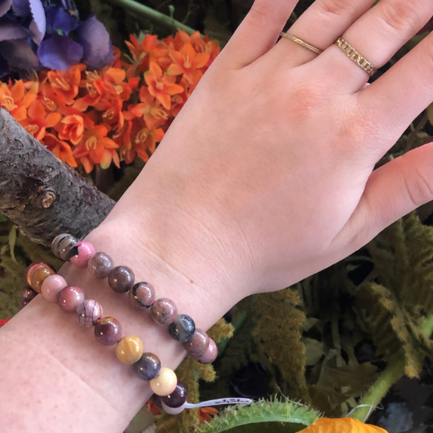 Rhodoniet powerbead armband 8mm