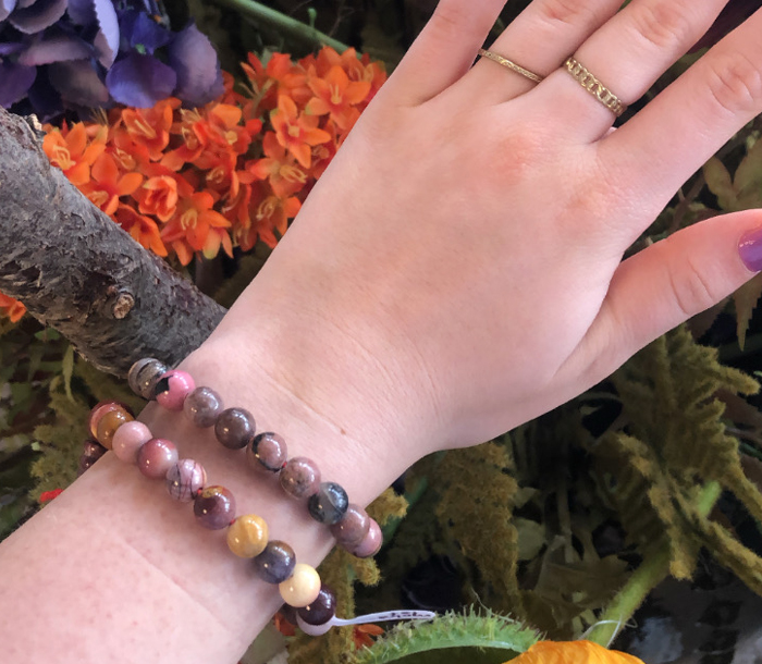 Rhodoniet powerbead armband 8mm