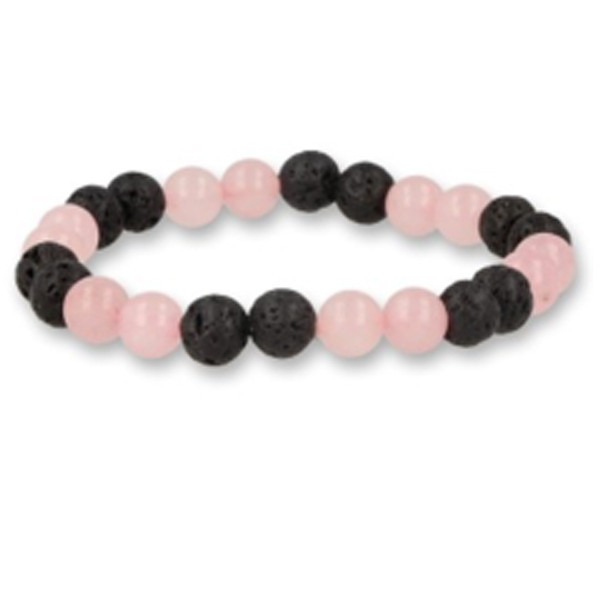 Rozekwarts / Lavasteen kralenarmband