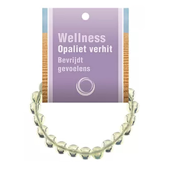 Opaliet powerbead armband met 8 mm kralen op elastiek met zachte opaalachtige glans