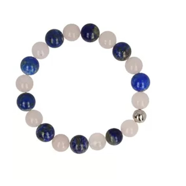 Lapis Lazuli en Rozenkwarts armband XL - uitverkocht
