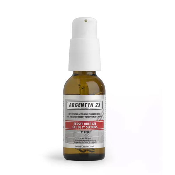 Argentyn 23 First Aid Gel – zilverhydrosol 23 ppm Natural Immunogenics uitwendig 3x daags smeren bruin glas 29 ml