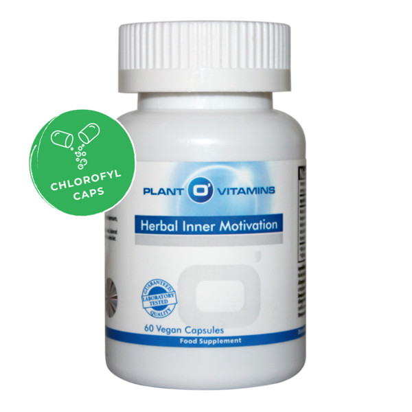 Plant O'Vitamins Herbal Inner Motivation 60 capsules – mucuna pruriens L-dopa bacopa maitake gotu kola rozemarijn veganistisch