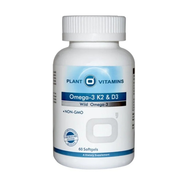 Plant O'Vitamins Omega-3 K2 & D3 60 softgels – wilde visolie TG-vorm 250 mg EPA 125 mg DHA vitamine D3 1000 IE K2 45 mcg