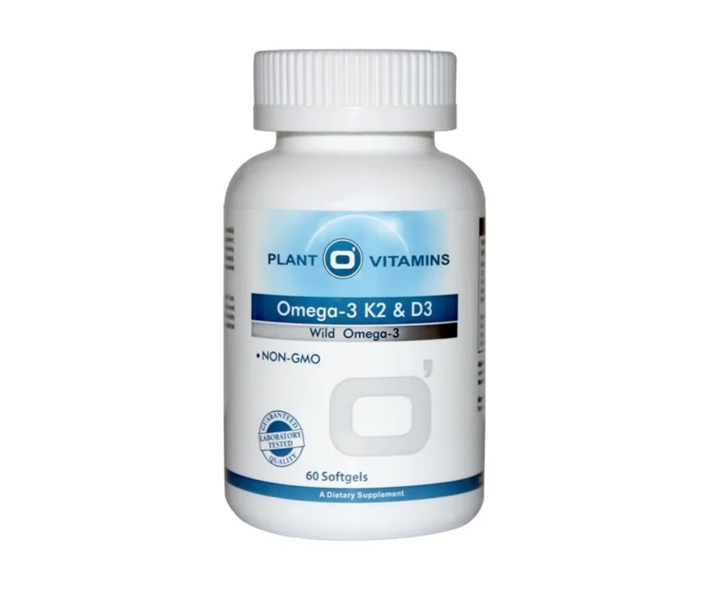 Plant O'Vitamins Omega-3 K2 & D3 60 softgels – wilde visolie TG-vorm 250 mg EPA 125 mg DHA vitamine D3 1000 IE K2 45 mcg
