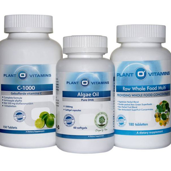 Plantovitamins Basis Pakket vitaminen mineralen omega 3 – Algae Oil DHA Raw Whole Food Multi Vitamine C1000 dagelijks gebruik