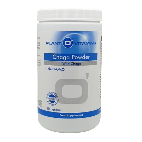 Plant O'Vitamins Chaga Powder 200 gram – 100% organisch chaga extractpoeder Inonotus obliquus ORAC 61000 veganistisch