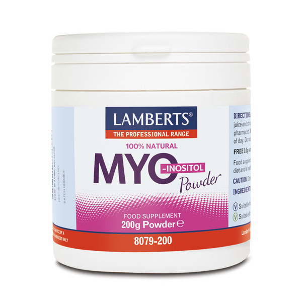 Lamberts Myo-Inositol 200 gram poeder – puur myo-inositol 4 gram per dagdosering, goed oplosbaar, veganistisch