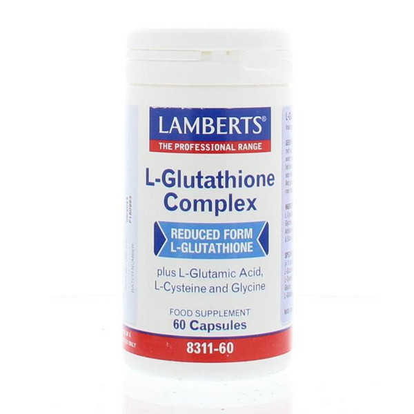 Lamberts L-Glutathion Complex 60 capsules – 50 mg gereduceerd glutathion met L-cysteïne, L-glutaminezuur en glycine, veganistisch Meta-description: Lamberts L-Glutathion Complex 60 capsules. 50 mg gereduceerd glutathion met L-cysteïne, L-glutaminezuur en glycine per capsule.