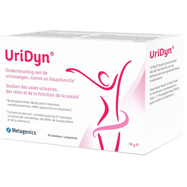 Metagenics UriDyn 45 tabletten – D-mannose 500 mg cranberry extract PAC-A quercetine 2-fucosyllactose vitamine C groene thee EGCG cichoreivezel