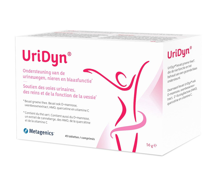 Metagenics UriDyn 45 tabletten – D-mannose 500 mg cranberry extract PAC-A quercetine 2-fucosyllactose vitamine C groene thee EGCG cichoreivezel