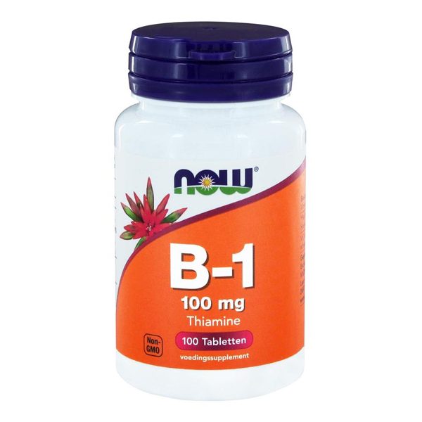 NOW Vitamine B1 100 mg tabletten - thiamine HCl 100mg 9091% ADH cellulose magnesiumstearaat vegetarisch