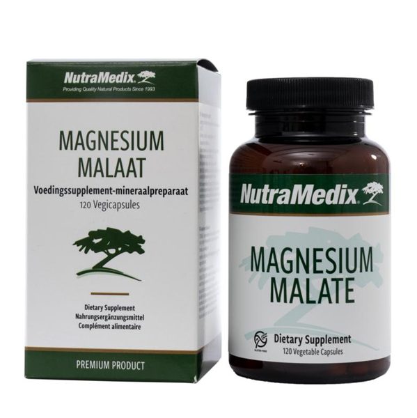 NutraMedix Magnesium Malaat 120 vegacapsules - dimagnesium malaat HPMC 400mg per dag EAN 728650053190 curavitalis