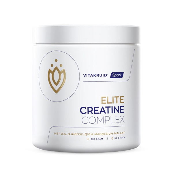 Vitakruid Elite Creatine Complex 261 gram – creatine monohydraat 3g D-ribose 5g Q10 ubiquinon magnesium malaat ijzer bisglycinaat Bioperine zwarte peper