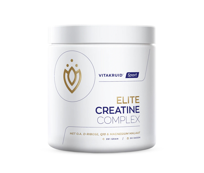 Vitakruid Elite Creatine Complex 261 gram – creatine monohydraat 3g D-ribose 5g Q10 ubiquinon magnesium malaat ijzer bisglycinaat Bioperine zwarte peper