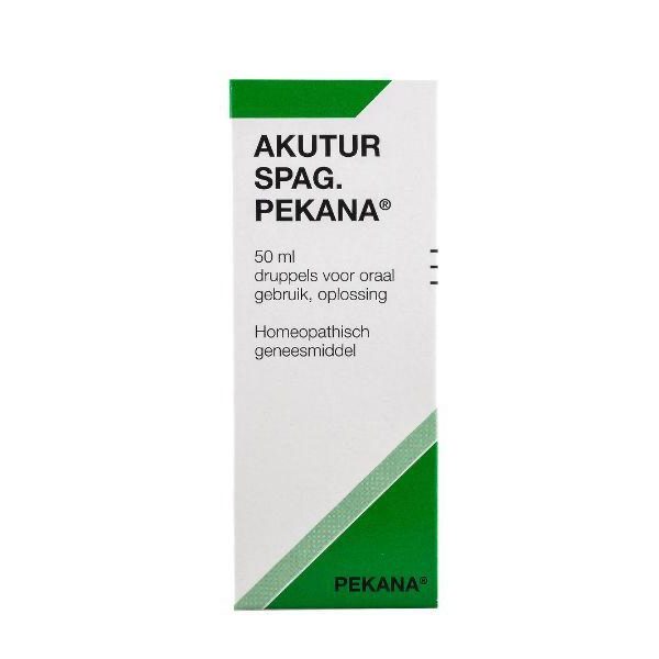 Pekana Akutur Spag. 50ml homeopathisch geneesmiddel druppels - Apis Mellifica D4 Cantharis Vesicatoria D12 Pulsatilla D4 Solidago D12 Zingiber D4 22% alcohol EAN 8717185283099
