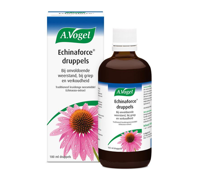 A.Vogel Echinaforce Druppels – traditioneel kruidengeneesmiddel met ethanolextract van verse Echinacea purpurea, 100 ml, verkrijgbaar bij Cura Vitalis