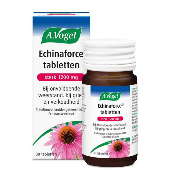 A.Vogel Echinaforce Tabletten Sterk 1200mg – traditioneel kruidengeneesmiddel met ethanolextract van verse Echinacea purpurea, 30 tabletten, verkrijgbaar bij Cura Vitalis