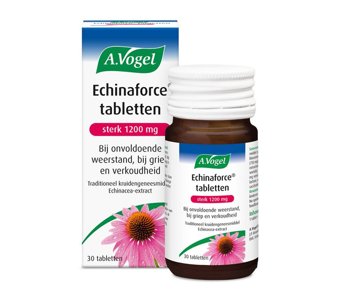 A.Vogel Echinaforce Tabletten Sterk 1200mg – traditioneel kruidengeneesmiddel met ethanolextract van verse Echinacea purpurea, 30 tabletten, verkrijgbaar bij Cura Vitalis