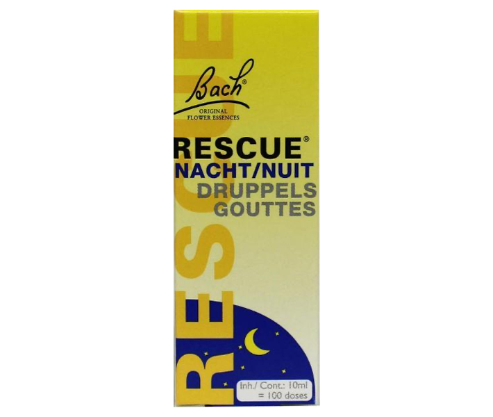 Bach Rescue Nacht druppels – 6 Bach-bloesems inclusief White Chestnut voor gebruik voor het slapen gaan, 27% alcohol