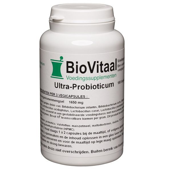 VeraSupplements Ultra-Bioticum 100 Vegicaps - negen bacteriestammen Bifidobacterium Lactobacillus Enterococcus faecium inuline FOS amylase multi-species complex